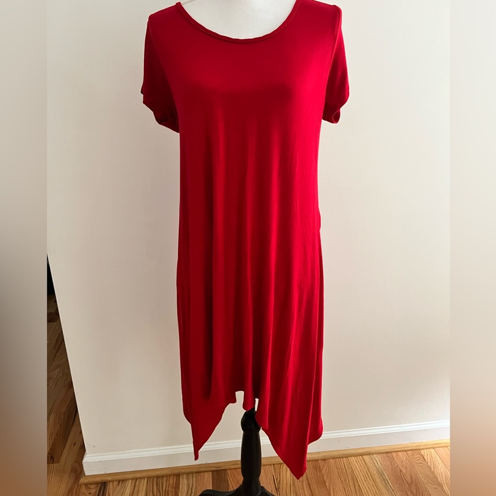Women’s 1 X Urban Rose Hi- lo, red , short sleeve dress.